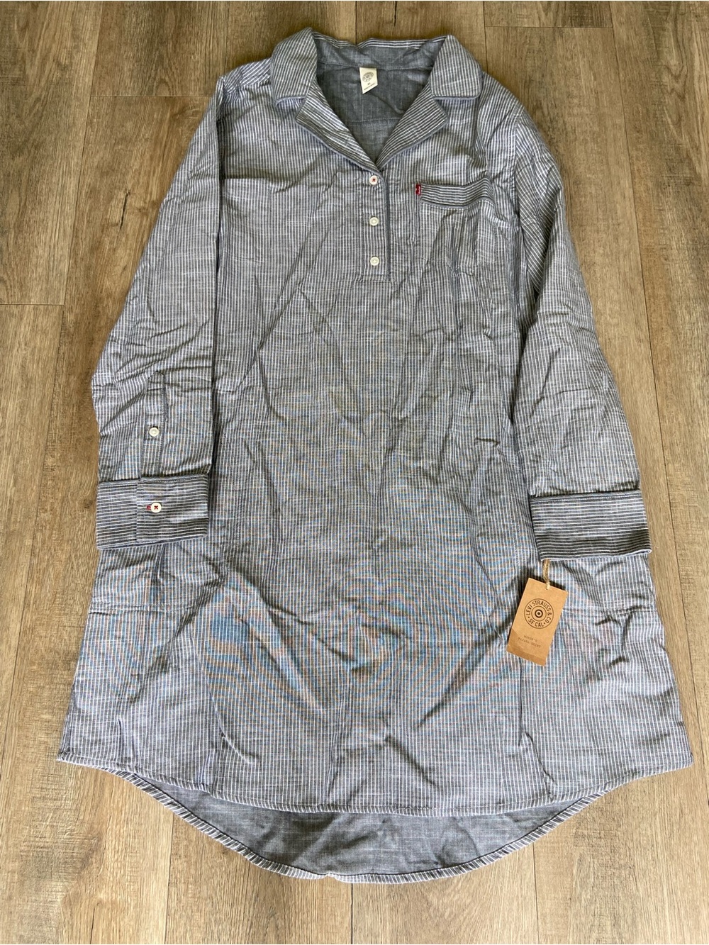Men's Blue Striped Long Pullover Shirt Jacket